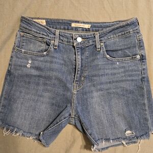 Blue Denim Distressed Shorts